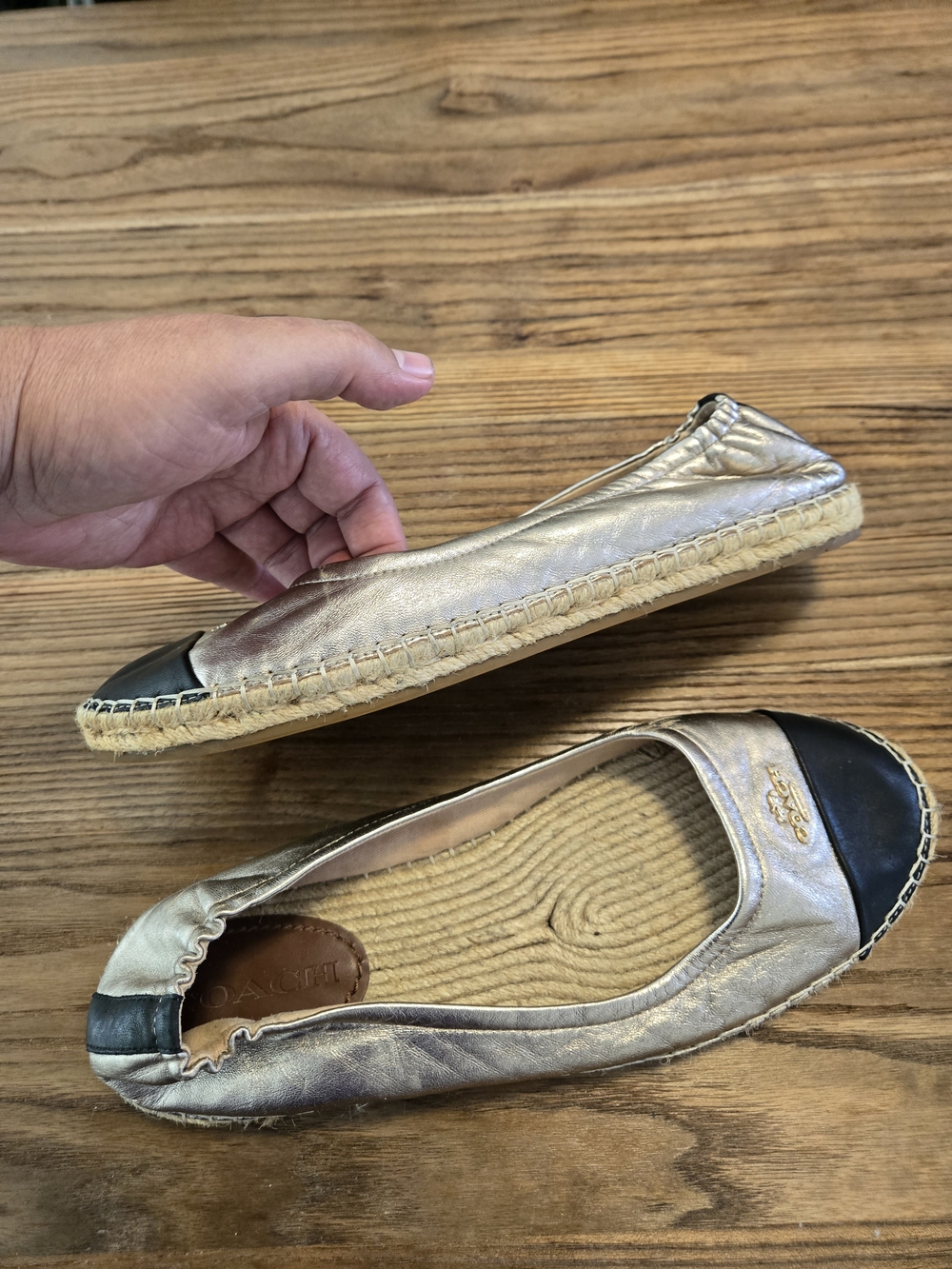 Coach Camryn Metallic Leather Espadrille Slip-on Size 10 - Picture 14 of 14